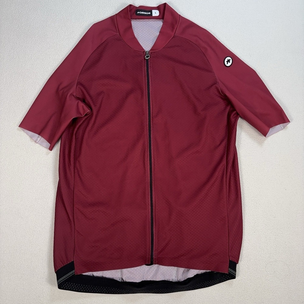 Assos Mille GT Cycling Jersey Men's L Maroon Red Full Zip Back Pocket Stretch